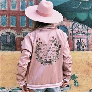 NWT Jac Vanek Satin Bomber Jacket!